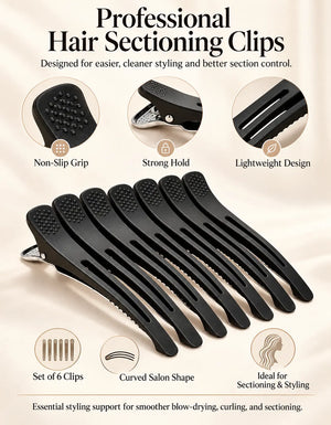 BELARO professional hair sectioning clips infographic highlighting key features and benefits