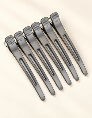 Set of six charcoal grey BELARO professional hair sectioning clips
