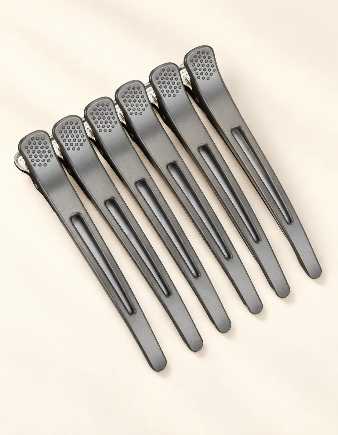 Set of six charcoal grey BELARO professional hair sectioning clips